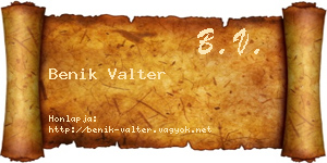 Benik Valter névjegykártya